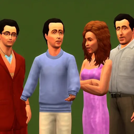Prompt: cast of Seinfeld in The Sims 2
