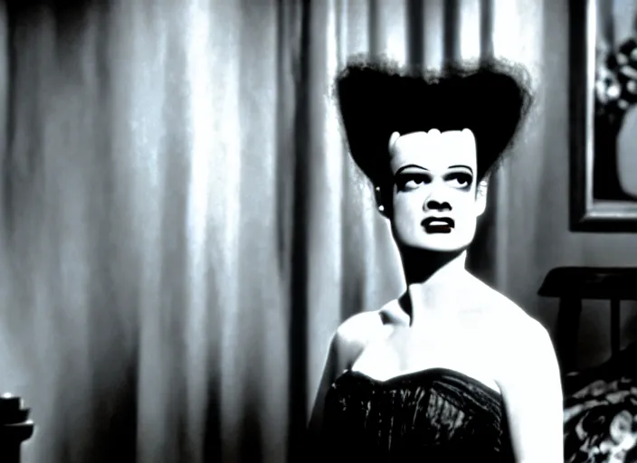 Image similar to bride of frankenstein ( 1 9 3 5 ) as a teen, still from john hughes movie sixteen candles