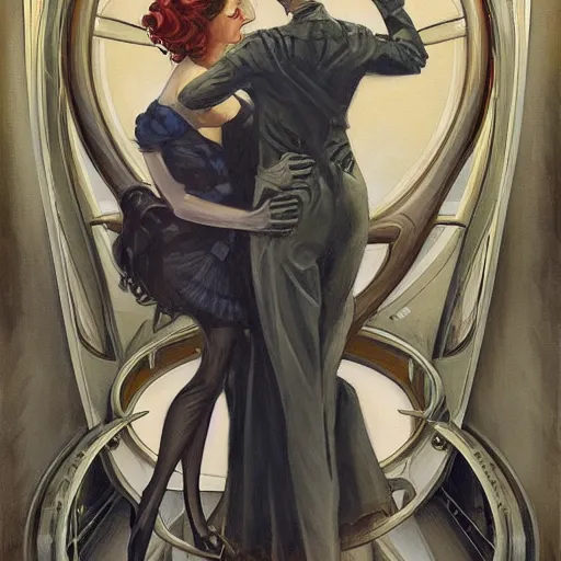 Prompt: a streamline moderne dieselpunk painting in the style of donato giancola, and in the style of charlie bowater, and in the style of charles dulac. symmetry, smooth, sharp focus, semi - realism, intricate ultra fine detail.