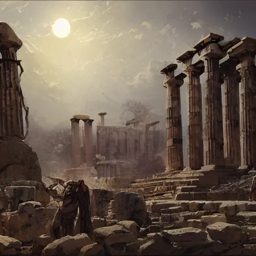 Image similar to Ancient Greek Polis in the past by Greg Rutkowski