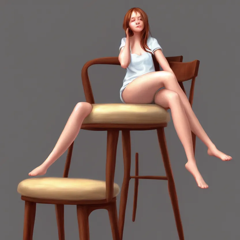 Prompt: portrait of 🥰 sitting on a chair, cute, found on artstation, hyperrealistic digital art, hilarious, light - hearted, highly detailed, funny, hahahaha