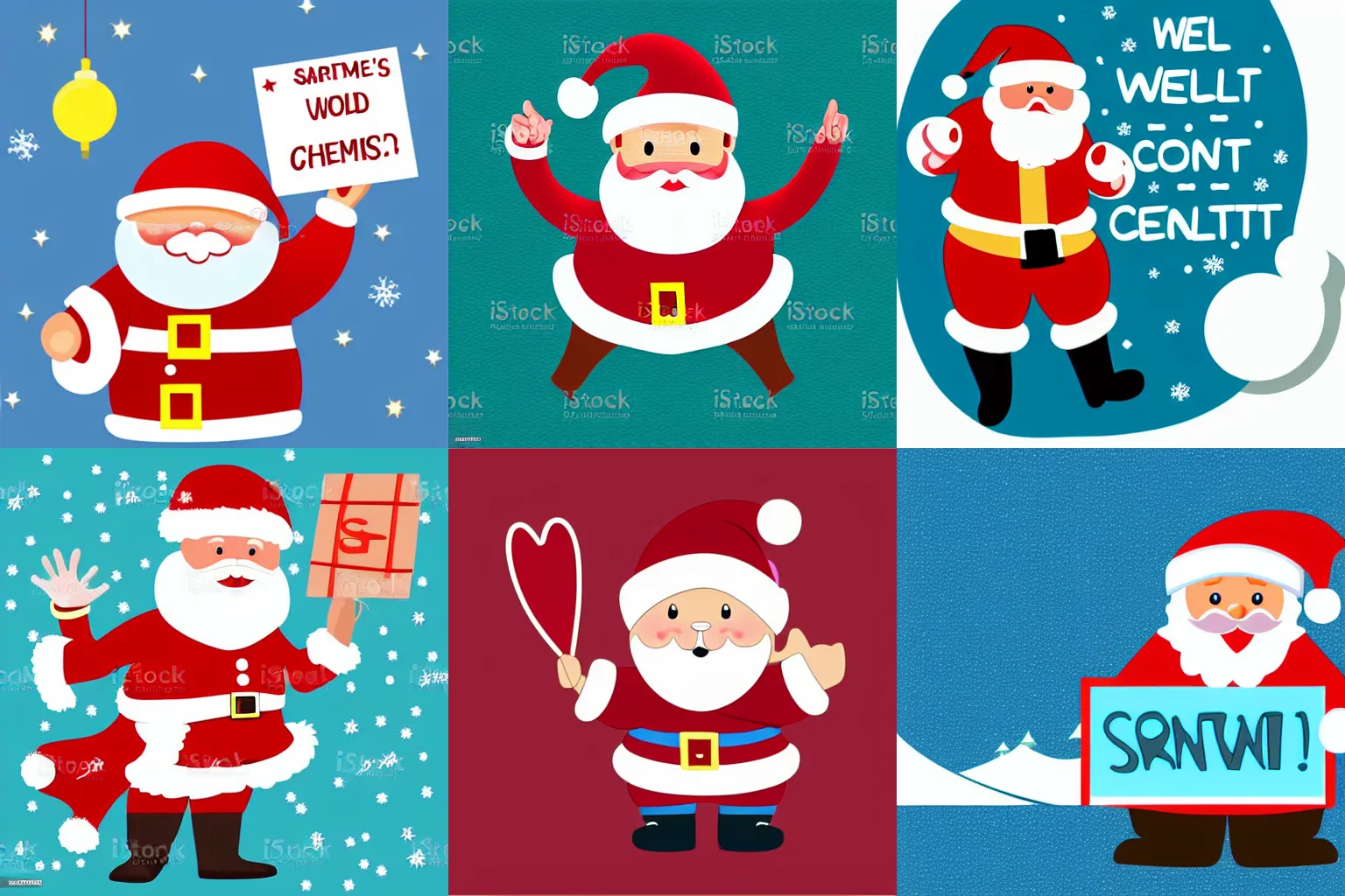 Prompt: kawaii vector Santa clause illustration holding a sign saying well done