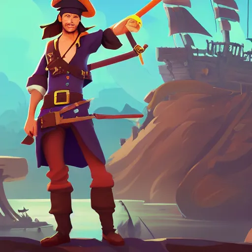 Image similar to painting jack the pirate on sea of thieves game avatar hero smooth face median photoshop filter cutout vector behance hd by jesper ejsing, by rhads, makoto shinkai and lois van baarle, ilya kuvshinov, rossdraws, illustration, art by ilya kuvshinov and gustav klimt