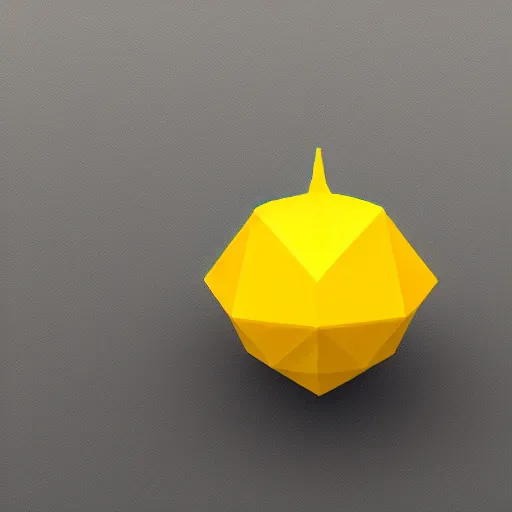 Image similar to a render of a low polygon lemon,
