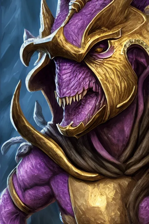 Image similar to amethyst Dragonborn adventurer, ultra detailed, digital art, 8k ,character ,realistic, portrait, hyperrealistic