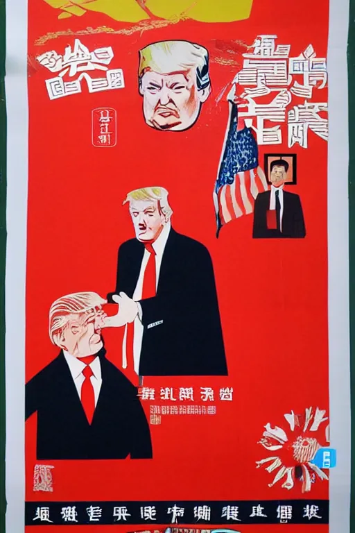 Prompt: chinese propaganda poster of Donald Trump