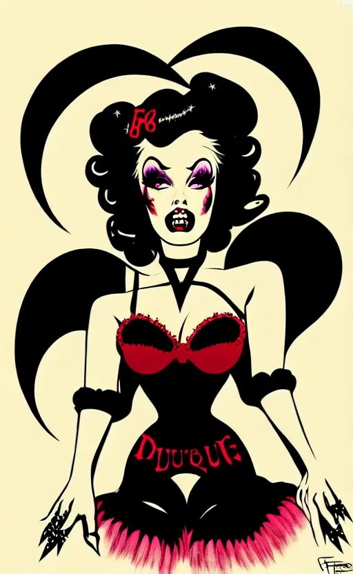 Image similar to looking up at goth girl, burlesque psychobilly, rockabilly, punk, white background, vector art, illustration by frank frazetta