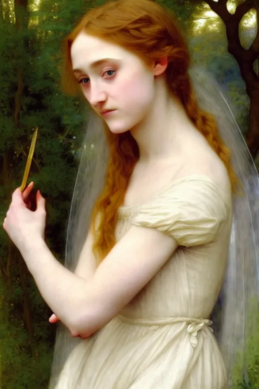 Prompt: saoirse ronan fairy princess, painting by rossetti bouguereau, detailed art, artstation