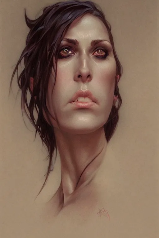 Image similar to portrait of a wise vampire, dark, piercing eyes, gentle expression, elegant clothing, photorealistic, highly detailed, artstation, smooth, sharp focus, art by michael whelan, artgerm, greg rutkowski and alphonse mucha