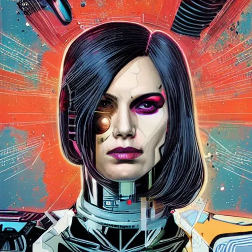 Image similar to portrait of a female android, by MARVEL comics and Sandra Chevrier