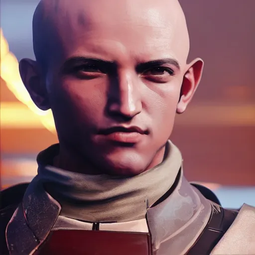 Prompt: beautiful painting portrait of zavala in destiny 2, anime style, ultra detailed, hyper realistic, blue face unreal engine, ray tracing 8 k