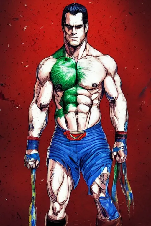 Prompt: ( ( henry cavill ) ) ( ( chris hemsworth ) ) with shredded body type painting by akira toriyama, trending on cgsociety, anime art style, anime art