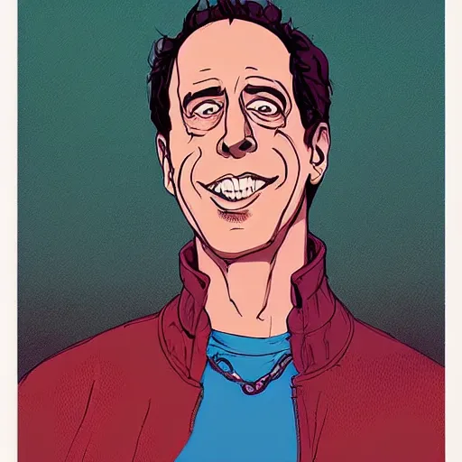 Prompt: a study of cell shaded portrait of jerry seinfeld 18 concept art, llustration, post grunge, concept art by josan gonzales and wlop, by james jean, Victo ngai, David Rubín, Mike Mignola, Laurie Greasley, highly detailed, sharp focus, alien, Trending on Artstation, HQ, deviantart, art by artgem