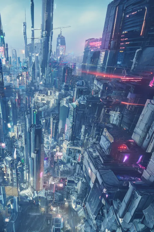 Image similar to cyberpunk eastern europe city, a lot of future technologies, flying cars, unreal engine, octane render, epic scale, cinema view, 8 k