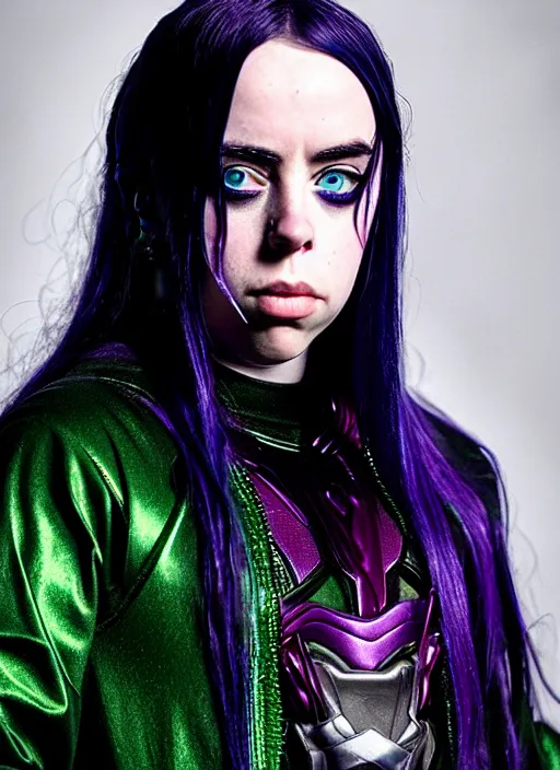 Image similar to Billie Eilish as female loki