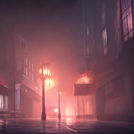 Image similar to city on fire greg rutkowski, digital art, volumetric fog, ue 4, ue 5, unreal engine 5,