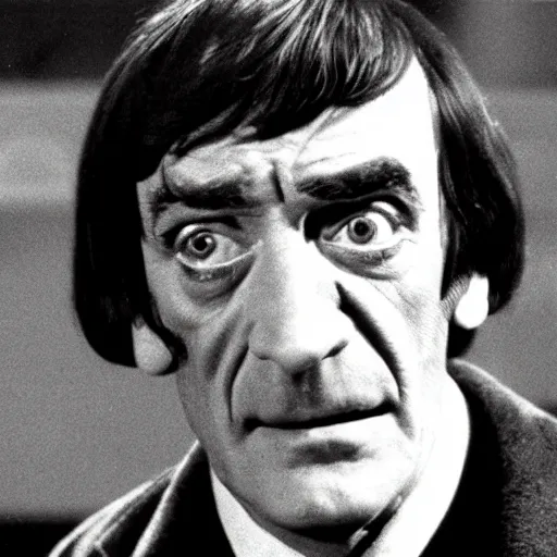 Prompt: Patrick Troughton peering out of a TV screen