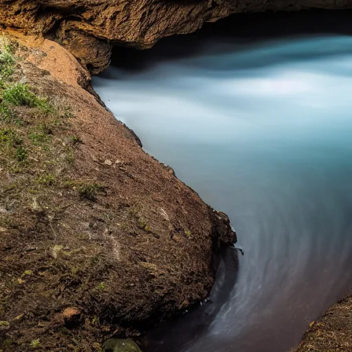 Prompt: a river flows out of a cave, /r/EarthPorn, HD 8k nature photo