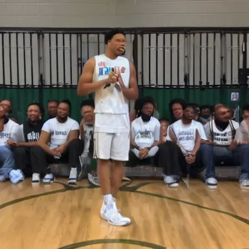 Image similar to photo of miles bridges singing in jail cell