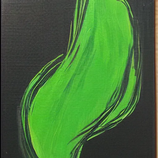 Image similar to a green ring on black canvas, done with one sweep, very wide brush stroke