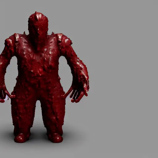 Prompt: blood golem, shiny surfaces, liquid physics, crimson