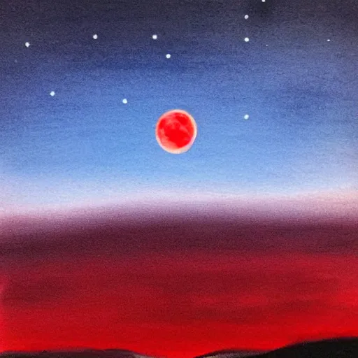 Prompt: a red full Moon on the Sky at night,award winner photo,trending in art station