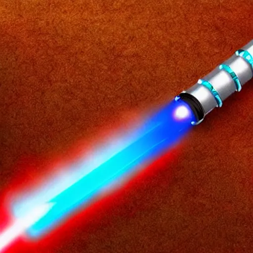Image similar to a light saber made of multiple colors inside of it