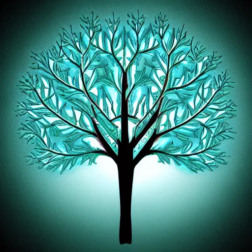 Prompt: simple tree fractal, cyan and teal