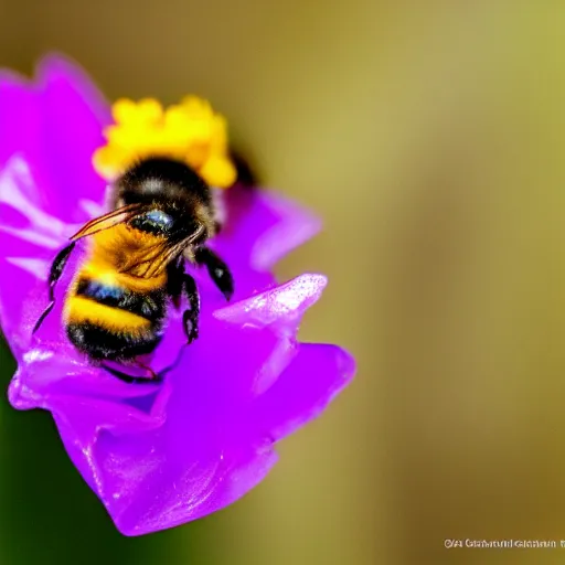 Image similar to a bee and an flower fossilized in ice, ambient light