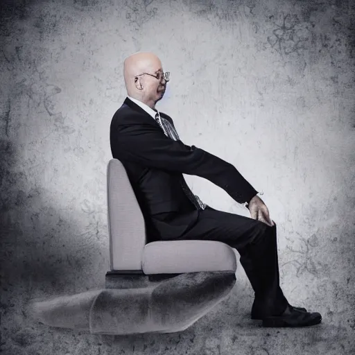 Image similar to Klaus Schwab sitting on top of ariana grande, photography, deviantart, realistic,