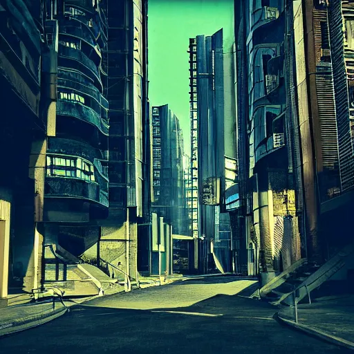 Image similar to daguerrotype photograph of cyberpunk city street, futuristic buildings, advanced cars, daguerrotype, grainy photograph