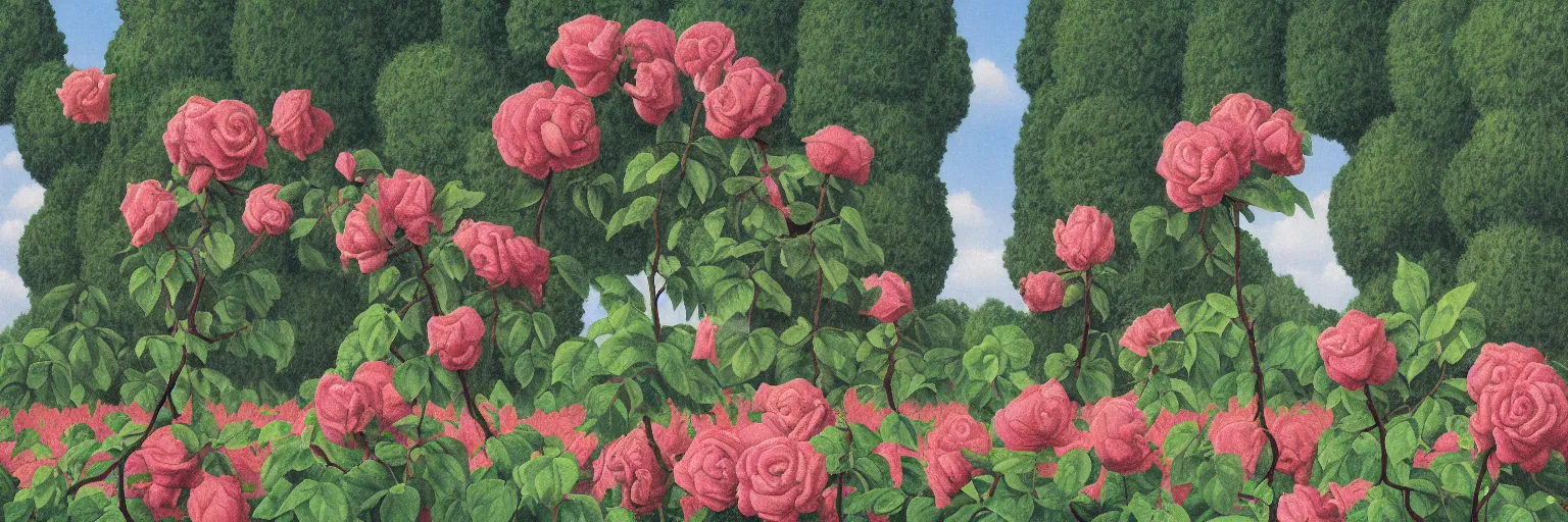 Image similar to rose garden painting magritte
