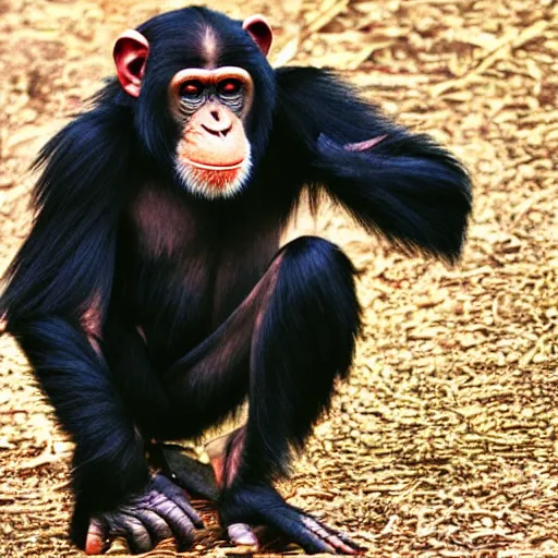 Prompt: hooting chimpanzee with laser eyes