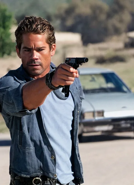 Image similar to film still of Paul Walker as Martin Riggs in Lethal Weapon, 4k