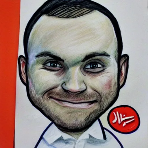 Image similar to a badly drawn picture of valtteri bottas, caricature!!!, funny, crayon art, bad, beginner art