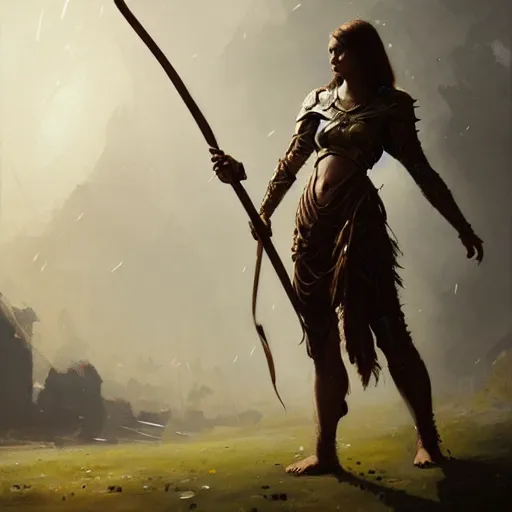 Image similar to a girl in insect - armor, holds a spear, by greg rutkowski, magic the gathering, highly detailed, 4 k