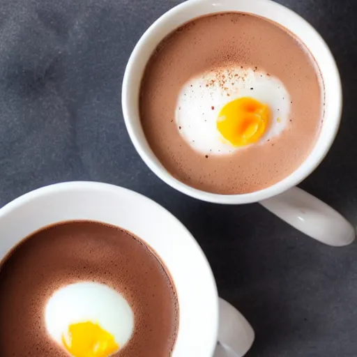 Image similar to a hot chocolate with an egg yolk on top