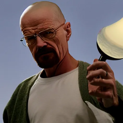 Image similar to walter white angrily strangling a lamp