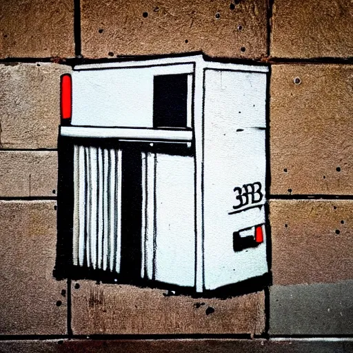 Prompt: Street-art painting of a TB303 in style of Banksy, photorealism