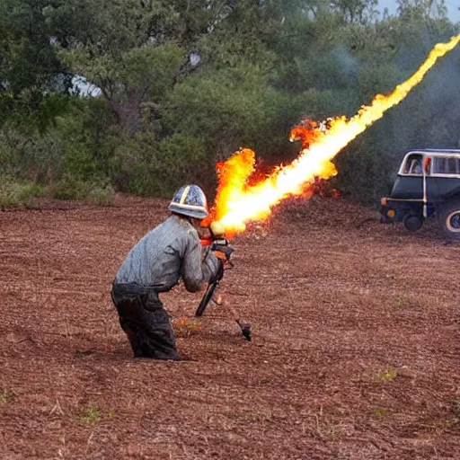 Image similar to firing a flamethrower on an anthill