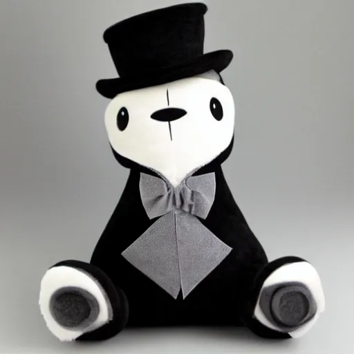 Image similar to a plushie of a car in a top hat