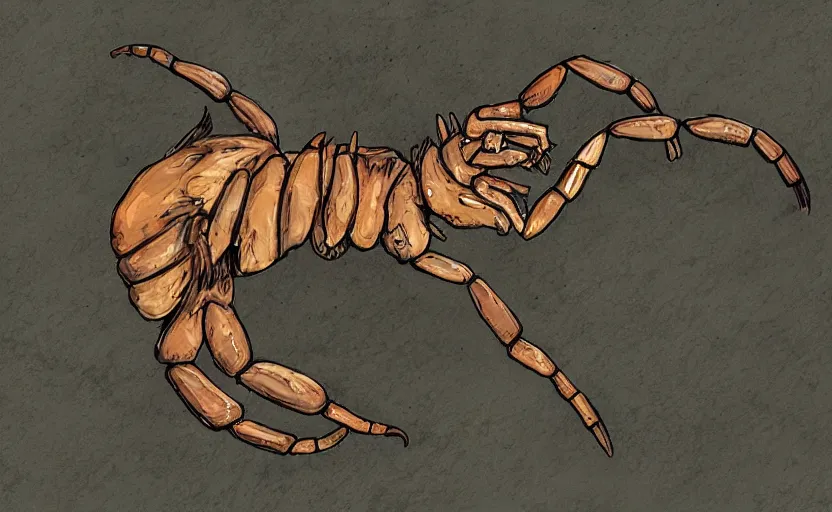 Prompt: coyote-scorpion hybrid, scorpion tail, scorpion stinger, fantasy art