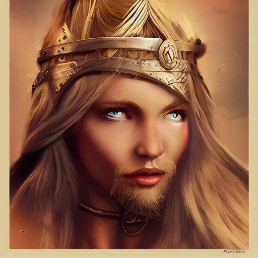 Prompt: blonde viking warrior princess, digital art, trending on artstation