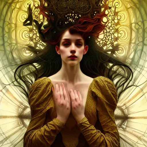 Image similar to unique non conventional beauty, surreal, fantasy, intricate, elegant, dramatic lighting, emotionally evoking symbolic metaphor, highly detailed, lifelike, photorealistic, digital painting, artstation, concept art, smooth, sharp focus, illustration, art by John Collier and Albert Aublet and Krenz Cushart and Artem Demura and Alphonse Mucha