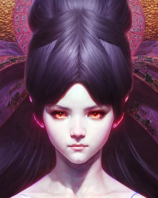 Image similar to portrait of beautiful cute young maiden girl with short white hairs in warhammer armor, art by ( ( ( kuvshinov ilya ) ) ) and wayne barlowe and gustav klimt and artgerm and wlop