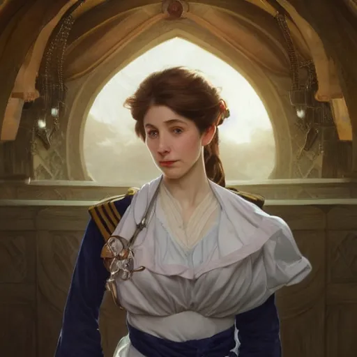 Prompt: epic portrait an woman wearing sailor uniform, digital painting, artstation, concept art, soft light, hdri, smooth, sharp focus, illustration, fantasy, intricate, elegant, highly detailed, D&D, matte painting, in the style of Greg Rutkowski and Alphonse Mucha and artemisia, 8k, highly detailed, jurgens, rutkowski, bouguereau, pastoral, rustic, georgic, detailed concept art, illustration, colorful pastel, painting, detail, ultra detailed, digital art, 4K,