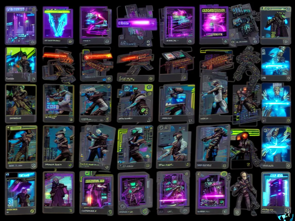 Image similar to epic card scans cyberpunk style