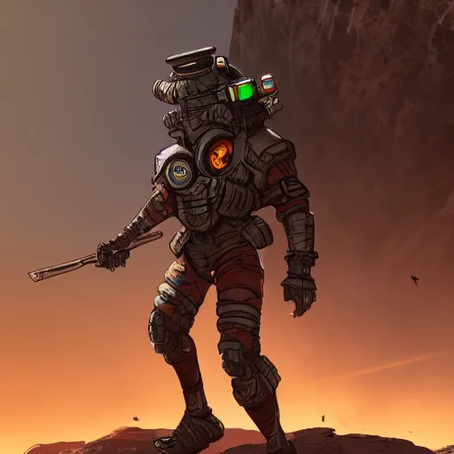 Image similar to wraith from apex legends standing in a battlefield, golden hour, sharp, trending on artstation, digital art
