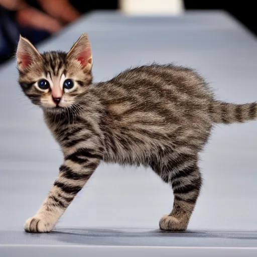 Prompt: kitten on the catwalk