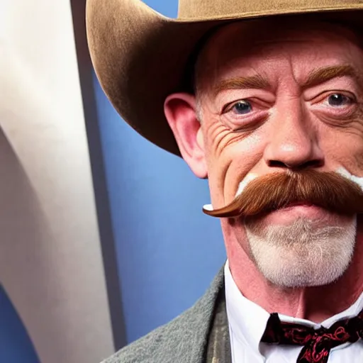 Image similar to j. k. simmons as a cowboy with a moustache